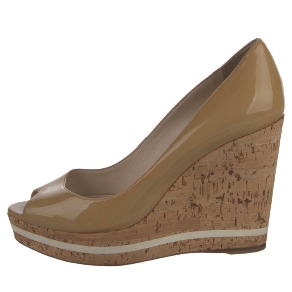 Prada Cork Platform Heel Open Toe Pumps, 2000'S - Picture 3 of 5